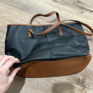 NWOT black and brown purse. 10 in tall 15 in wide thumbnail 3