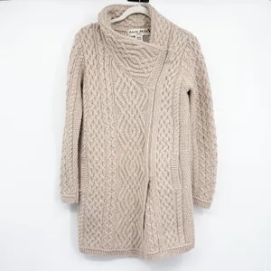 Aran‎ Mor Womens Merino Wool Irish Cable Knit Side Zip Coatigan Sweater Size S thumbnail 3