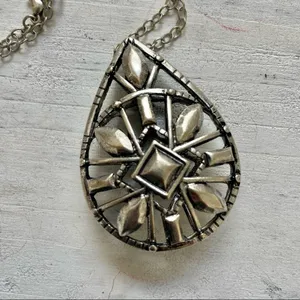 Long silver tone rhinestone pendant necklace thumbnail 6