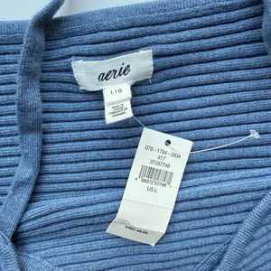Aerie NWT Take Charge Sweater Corset Tank Top Cropped Blue Size Large L NEW thumbnail 5
