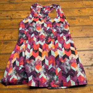 Lukka Lux Womens Geometric Chevron Racerback Activewear Tank Top Purple Orange L thumbnail 1