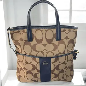 COACH Crossbody‎ Signature Foldover - Khaki/Navy F23304 Jacquard Tote thumbnail 2