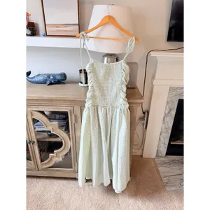 PrettyLittleThing Gingham Maxi Dress Womens 8 Sage Green‎ NWT thumbnail 4