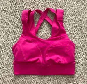 NEW LULULEMON Oxygen Bra Long Line Raspberry Pink Size 4 High Support Mesh NWOT thumbnail 1