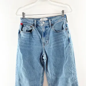 Abercrombie & Fitch High Rise 90s Relaxed Heart Embroidered Jeans Blue 27 thumbnail 7