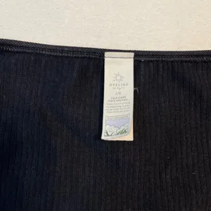 OFFLINE by Aerie Ribbed Yoga Crop Top L Black Square Neck Athletic Workout thumbnail 2