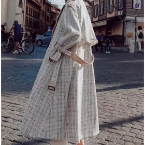 Aritzia Tweed plaid trenchcoat jacket cream thumbnail 3