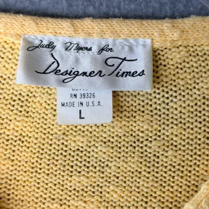 VTG Judy Myers Designer Times Yellow Sunflower Cardigan Sweater Women's‎ LG USA thumbnail 5