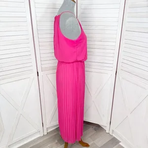 Sam Edelman‎ Pleated Skirt Fit Flare Sleeveless Midi Dress Sundress Pink Small thumbnail 4