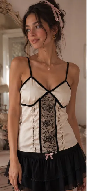 NWOT Ann Taylor LOFT Cream Satin Beaded Embroidered Velvet Trim Camisole Size 8 thumbnail 1