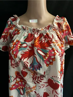 SHEIN Floral Off-Shoulder Shift Dress in Red & White LG thumbnail 7