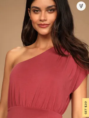 Lulus New Lulu’s Raise a Glass Rusty Rose One-Shoulder Midi Dress XS thumbnail 5