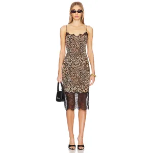 Revolve Loba Jacinta Slip Midi Dress Size Medium Leopard Lace Cocktail Wedding thumbnail 3