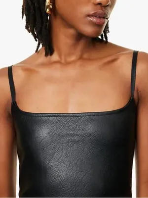 GOOD AMERICAN Faux Leather Cami Mini Dress in Black‎ size 2XL thumbnail 10