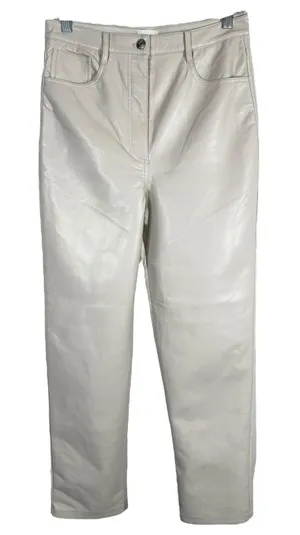Wilfred Size 10 Faux Leather Pants‎ White Straight Solid High Rise Flawed 1692 thumbnail 1