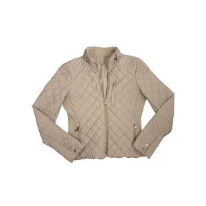Cremieux Beige Diamond Quilted Gold Zip Up Lightweight Puffer Women's Size XS thumbnail 3