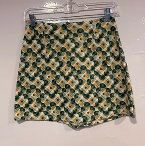 Altar’d State Patterned Green and Yellow Floral Mini Skirt thumbnail 1