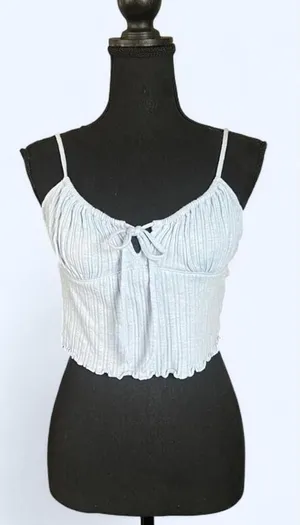 Vintage Y2K Aeropostale baby blue fairy ribbed crop tank Size: Medium 💓 thumbnail 1