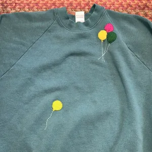 Vtg Fruit Of The Loom Teal Balloon Sweatshirt thumbnail 3