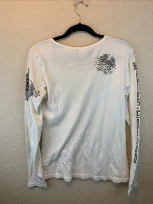 Harley Davidson women’s white long sleeve sz S biker Sturgis Scottsdale moto * thumbnail 6