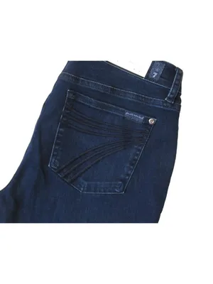 NWT 7 For All Mankind Dojo in Blue Black Santiago Trouser Flare Stretch Jeans 34 thumbnail 5