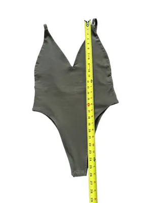 TOBI V Neck Scoop Back Olive Green Bodysuit Womens Size Small thumbnail 10