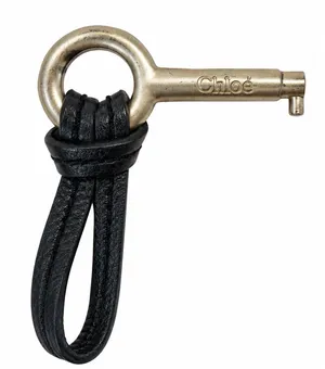 CHLOE PADDINGTON Black Leather / Gold Tone Metal Large Padlock & Large Gold Key thumbnail 4
