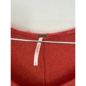 Free People‎ Burnt Orange Wool Alpaca Blend Oversized V-Neck Sweater Large thumbnail 2