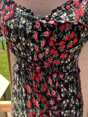 Patrons of Peace Topanga Smocked Floral Off the Shoulder Maxi Dress Size S Boho thumbnail 3