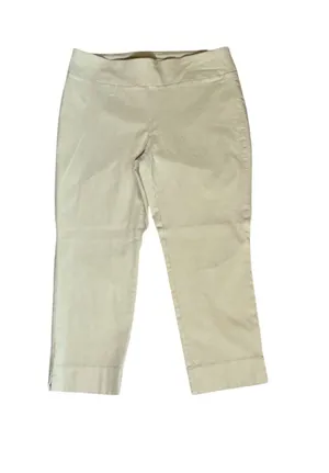 White House Black Market Pull-On Capri Cropped Pants Khaki Beige Size 12 thumbnail 1