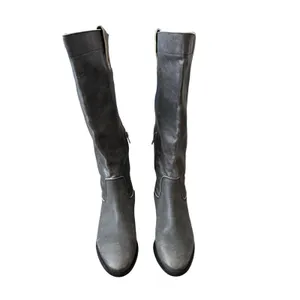 Steve Madden Grey Distressed Leather Tall Knee High Boots Size 6 Low Heel NEW thumbnail 3