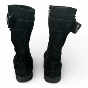 Khombu Black Suede Snow Boots Size 6 Leather Vintage Y2K Winter Zip Mid Calf thumbnail 3
