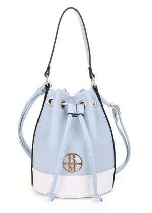 BADGLEY MISCHKA NEW YORK THE RAE BUCKET BAG in Blue & White NWT thumbnail 1