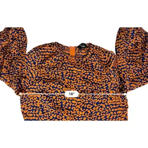 Lulu's C173T Color Me‎ Wild Cheetah Print Peplum Blouse SMALL Orange Retro thumbnail 5