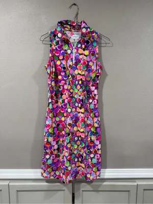 Sleeveless Multicolor Polka Dot Polo Dress thumbnail 2