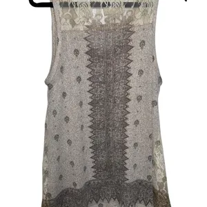 Vocal Apparel Mystic Shimmer Lace Tank‎ in Beige Size Large Lightweight V Neck thumbnail 2