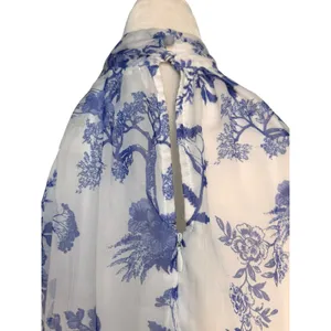 Lulus Float To‎ You White Blue Floral Halter Tiered Midi Dress Small Romantic thumbnail 8