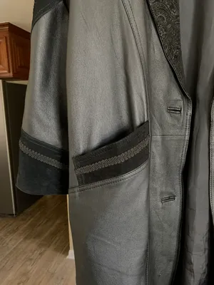 Greg Bell Leather Trench Coat Black thumbnail 3