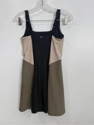 Triangle Panel Mini Dress in Black, Beige & Olive thumbnail 2