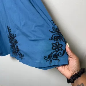 Johnny Was JWLA Women Cotton Tunic Mini Dress L Blue Embroidered Artsy Boho thumbnail 7