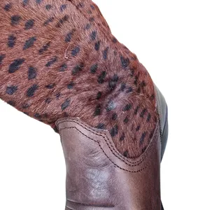 Ratio Leopard Print Haircalf Leather Cowboy Boots Brown Women‎ Size 7.5 thumbnail 4
