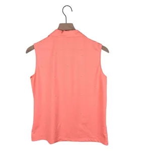 Lady Hagen Women's V-neck Golf Tank Top Size Medium Neon Orange Polka Dot Logo thumbnail 2