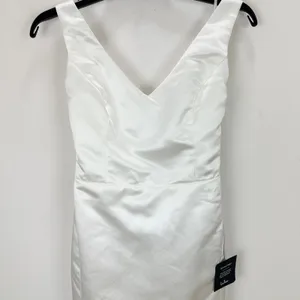 Lulus Charming Celebration White Taffeta Bow Mini Dress Wedding Bridal Small NWT thumbnail 7