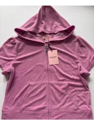 Juicy Couture Dewberry Pink Terry Rhinestone Hoodie Shorts Set NWT L Y2K thumbnail 2