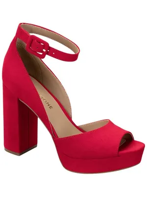 NWT Sun + Stone Reemaa Block-Heel Platform Open-Toe Sandals 10018613300 Red 9W thumbnail 1