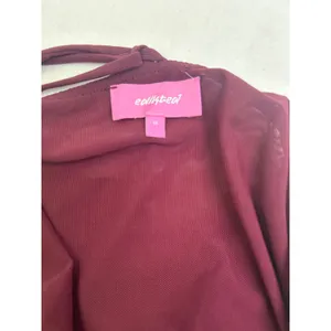 Edikted Lace Up Mesh Mini Dress In Burgandy. Size M NWOT thumbnail 7