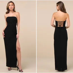 LULU's Chic Prom Wedding Sexy Rhinestone Holiday Party New Years Sparkle Maxi thumbnail 5