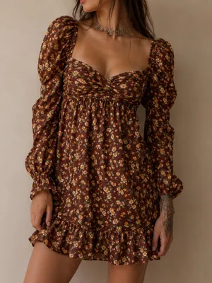 Autumn Adeigbo Bridgette Floral Ruched Empire Mini Dress Size 0‎ Romantic Fairy thumbnail 1