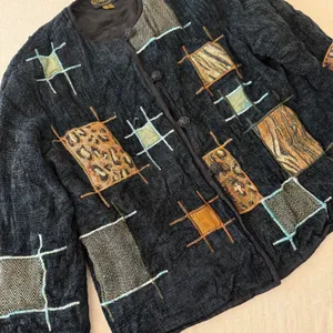 Alex Kin Vintage Patchwork‎ Animal Print Jacket Black Missy Large Art to Wear thumbnail 6