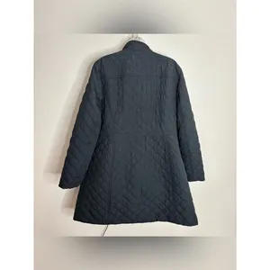 Talbots Black Quilted Snap-Front Puffer Coat quilted size large Jacket thumbnail 4